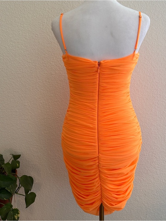 HOUSE of CB Tangerine Ruched Organza Mesh Mini Dress Sz. M - Picture 10 of 15